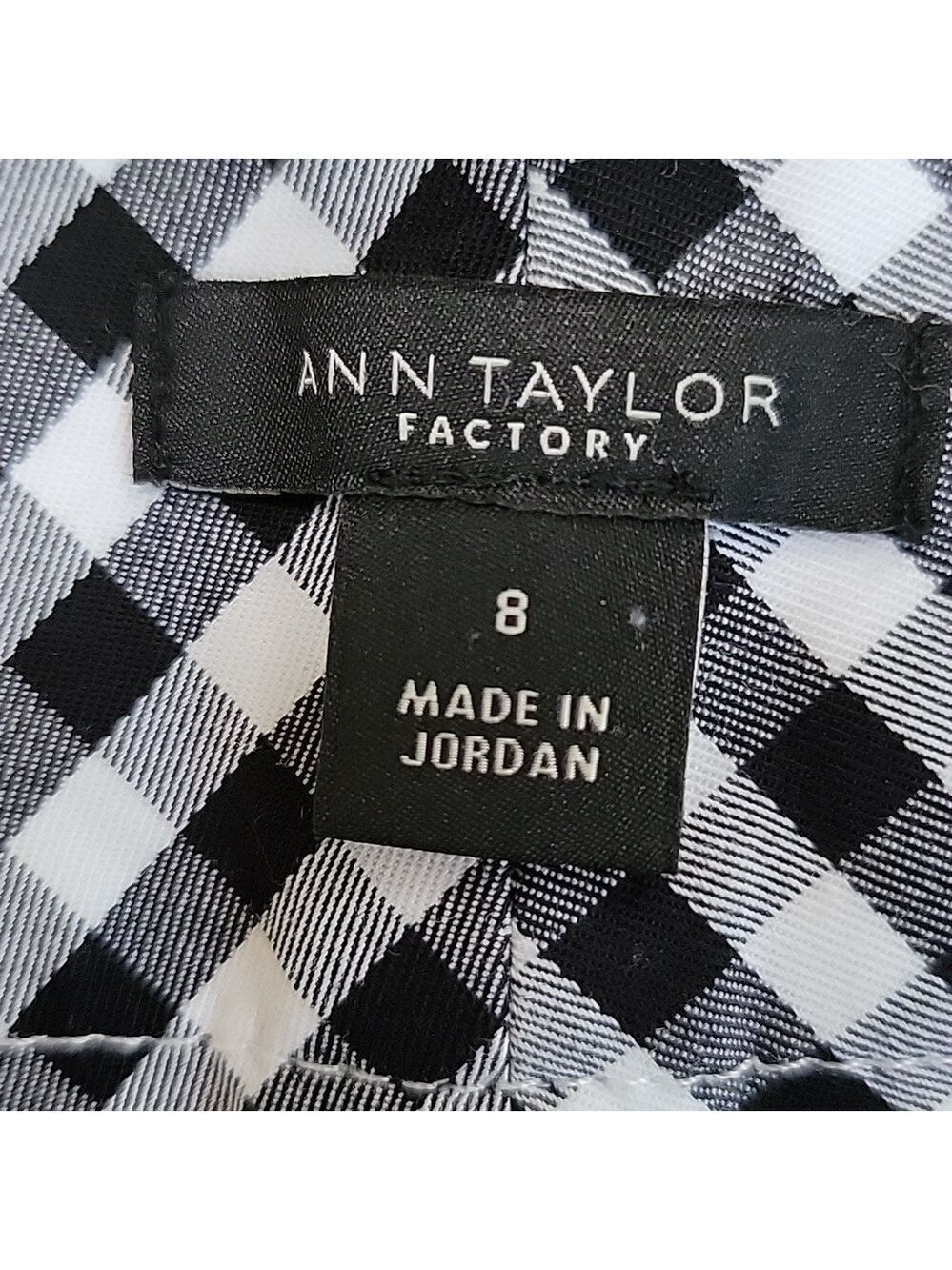 Ann Taylor Factory Black/White Vichy Gingham Checked Ankle Pants Size 8 EUC - Picture 9 of 13